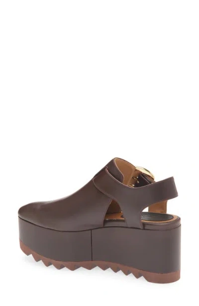 Stella Mccartney Elyse Closed-toe T-bar Platform Sandal In Brown