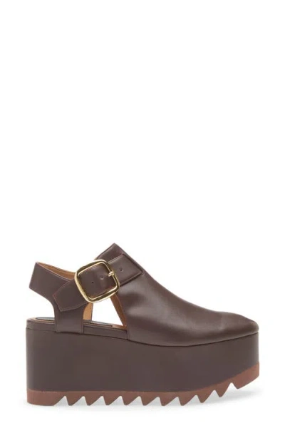 Stella Mccartney Elyse Closed-toe T-bar Platform Sandal In Brown