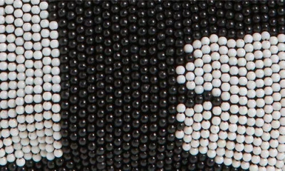 Jw Anderson Mini Beaded Shoulder Bag With Abstract Patterns In Black