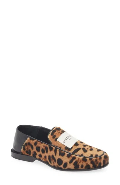 Givenchy Label Loafers In Leather With Leopard Print In Multi