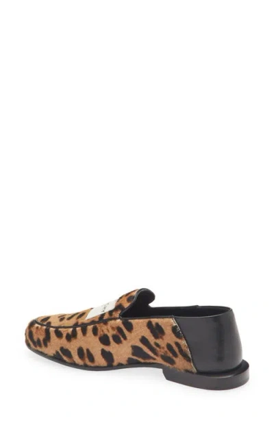 Givenchy Label Loafers In Leather With Leopard Print In Multi