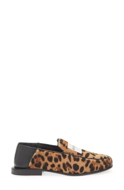 Givenchy Label Loafers In Leather With Leopard Print In Multi