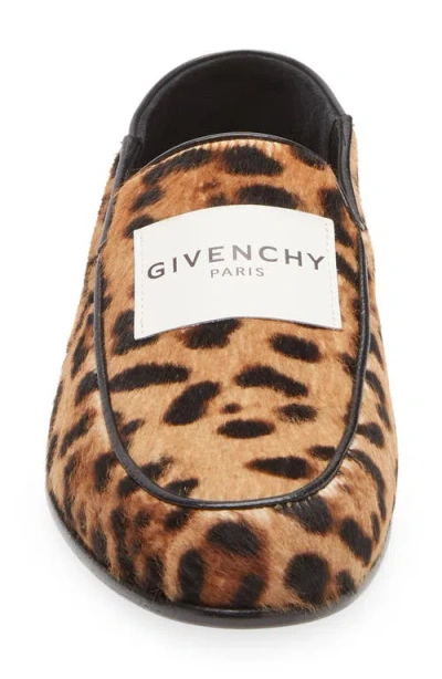 Givenchy Label Loafers In Leather With Leopard Print In Multi