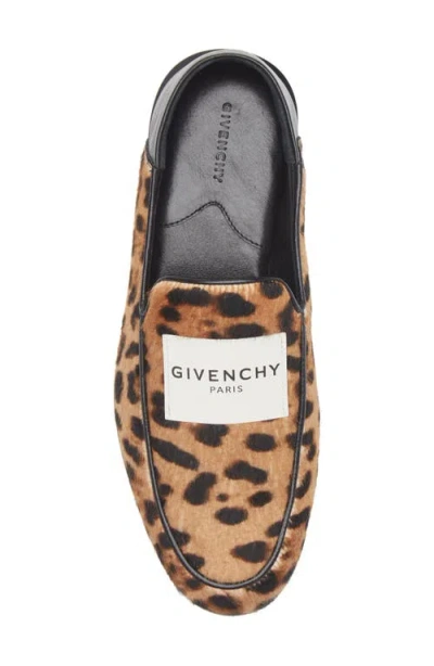 Givenchy Label Loafers In Leather With Leopard Print In Multi