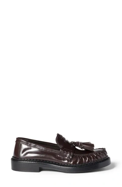 Miu Miu Tassel Loafers In Polished Leather In Brown