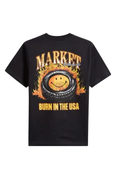 Market Smiley Burnt Rubber Graphic Tee In Black