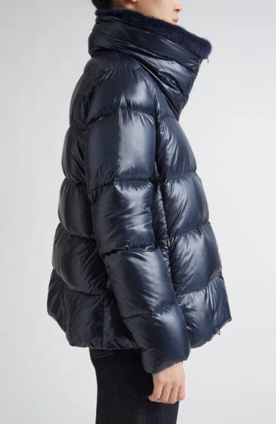 Herno Shiny Nylon Down Jacket In Blue