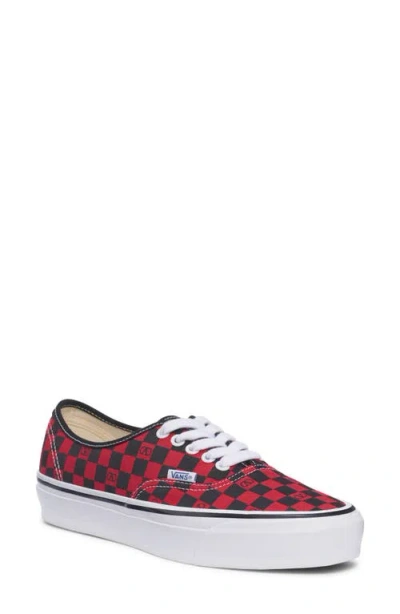 Valentino Garavani And Vans Low-top Trainer In Fabric With Vlogo Checkerboard Print In Red