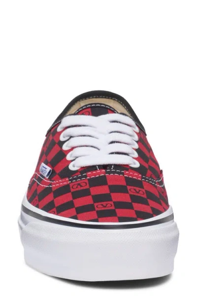 Valentino Garavani And Vans Low-top Trainer In Fabric With Vlogo Checkerboard Print In Red