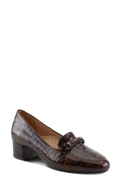 Spring Step Enda Croc Embossed Heel Loafer In Brown