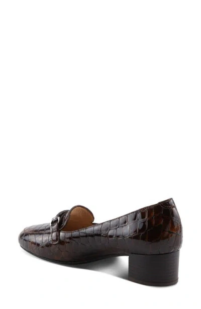 Spring Step Enda Croc Embossed Heel Loafer In Brown