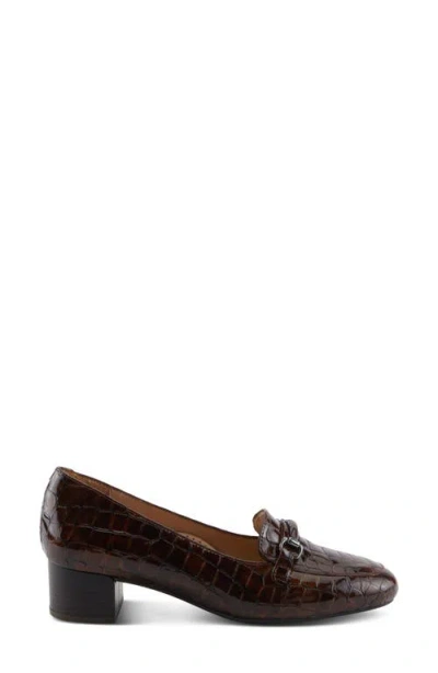 Spring Step Enda Croc Embossed Heel Loafer In Brown
