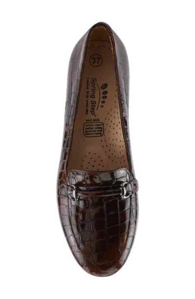 Spring Step Enda Croc Embossed Heel Loafer In Brown