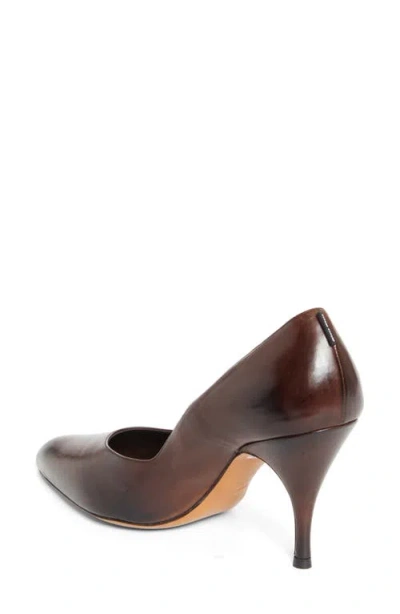 Miu Miu Waxed Calfskin Pointy Toe Pump In Brown