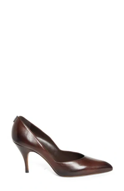 Miu Miu Waxed Calfskin Pointy Toe Pump In Brown