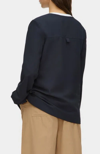 Aligne Rae Collarless Jacket In Blue