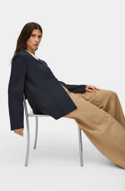 Aligne Rae Collarless Jacket In Blue