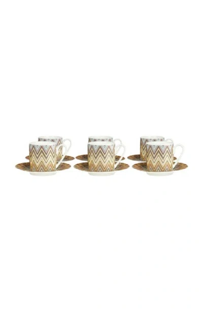 Missoni Home Jarris Set Of 6 Coffee Cups & Saucers In Brown
