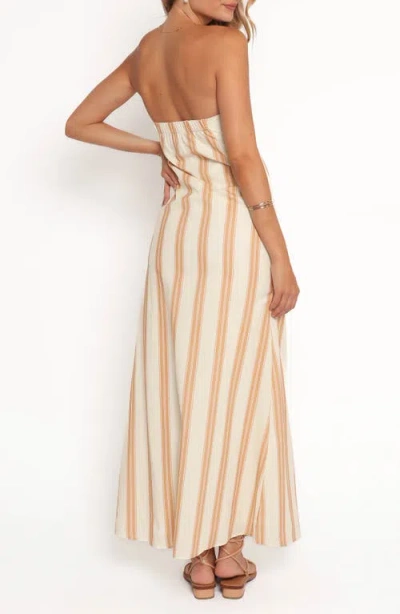 Petal And Pup Petal & Pup Luisa Stripe Strapless Cotton Maxi Dress In Brown