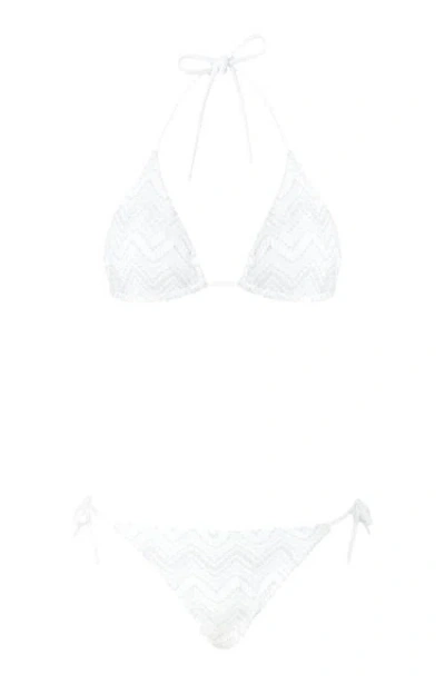 Missoni Zig Zag Lamé Viscose Bikini In White