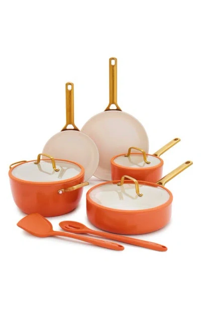 Greenpan Reserve Pro 10-piece Ceramic Nonstick Cookware Set In Orange