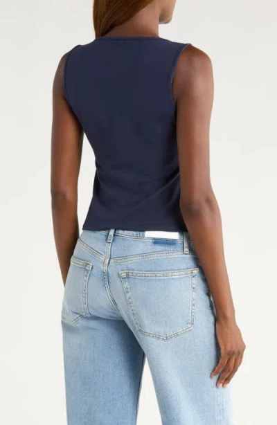Reformation Tefi Twist Cutout Stretch Organic Cotton Tank In Blue