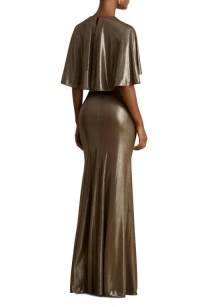 Ralph Lauren Women's Twist-front Cape Gown In Brown