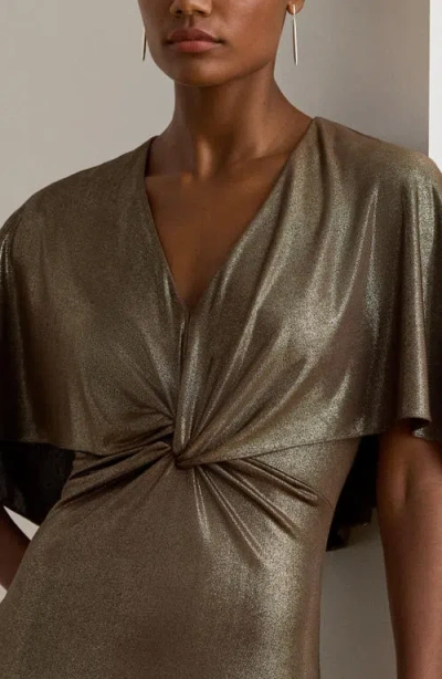 Ralph Lauren Women's Twist-front Cape Gown In Brown