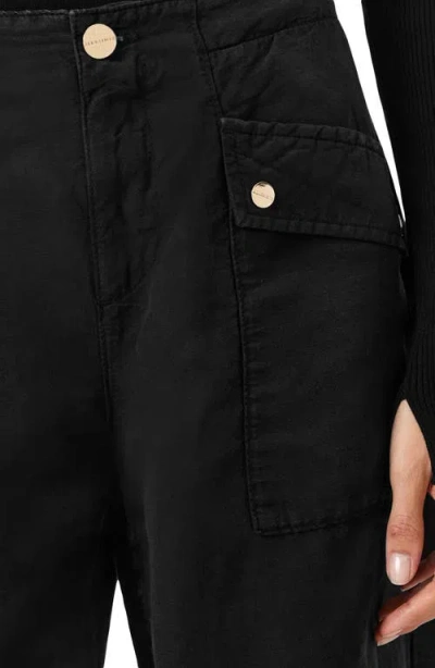 Allsaints Val Cargo Linen Blend Trousers In Black