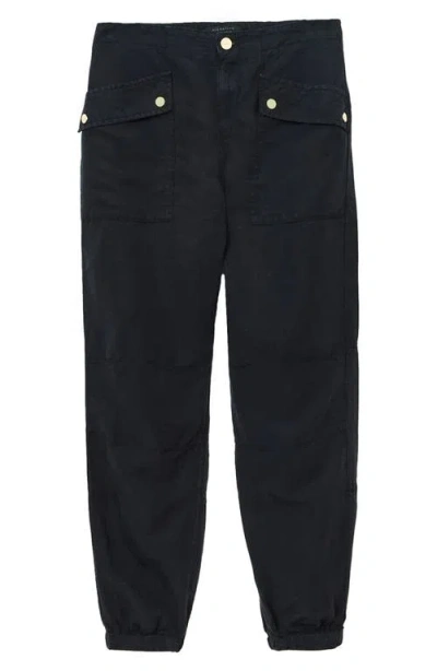 Allsaints Val Cargo Linen Blend Trousers In Black