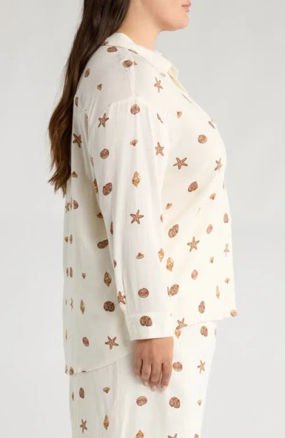 Sugarlips Cerise Dalton Shell Print Button-up Shirt In Multi