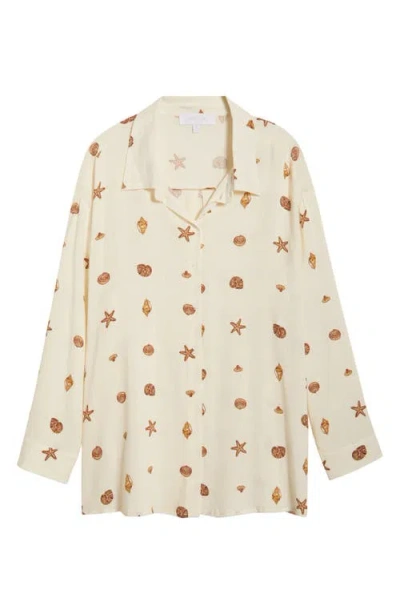 Sugarlips Cerise Dalton Shell Print Button-up Shirt In Multi