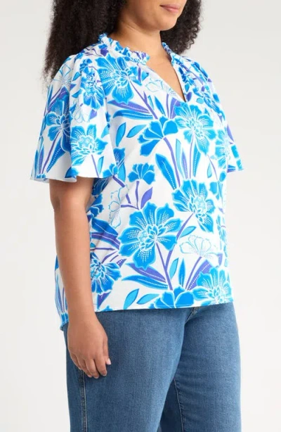 Sugarlips Maci Eve Floral Flutter Sleeve Top In Multi