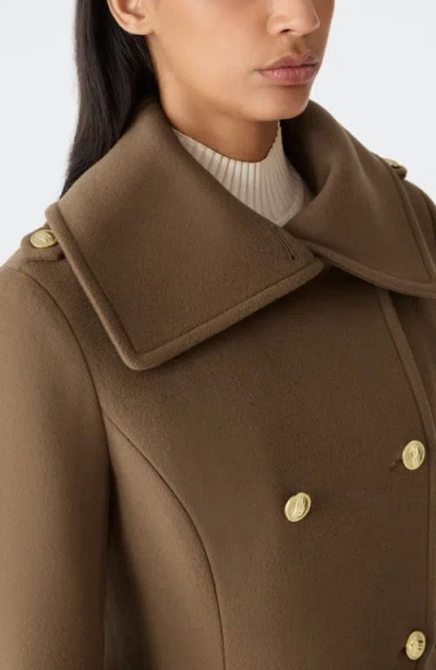 Mackage Elodie Double Breasted Military Maxi Coat In Brown