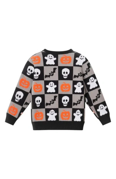 Andy & Evan Kids' Halloween Jacquard Cotton Crewneck Sweater In Multi