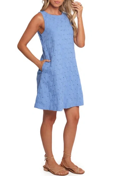 Petal And Pup Petal & Pup Zita Eyelet Embroidery Sleeveless Shift Dress In Blue