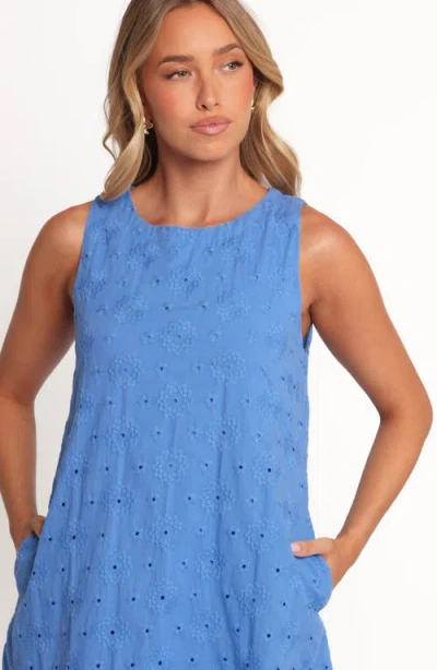 Petal And Pup Petal & Pup Zita Eyelet Embroidery Sleeveless Shift Dress In Blue