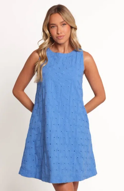 Petal And Pup Petal & Pup Zita Eyelet Embroidery Sleeveless Shift Dress In Blue