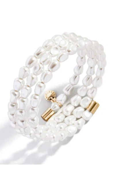 Baublebar Ondine Imitation Pearl Coil Stretch Bracelet In White
