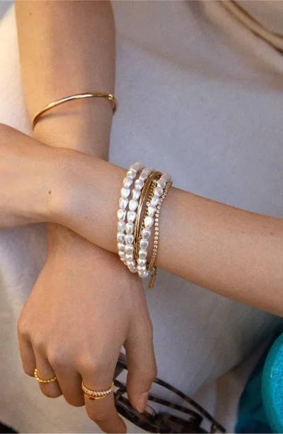 Baublebar Ondine Imitation Pearl Coil Stretch Bracelet In White