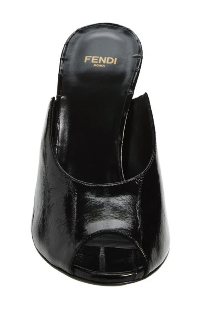 Fendi Black Hagfish Leather Sandals In Black