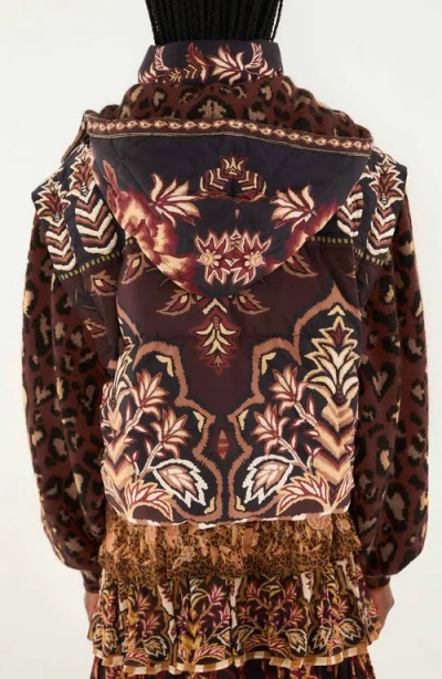 Farm Rio Womens Winter Ainika Brown Winter Ainika Floral-print Padded Jacket In Animal Print