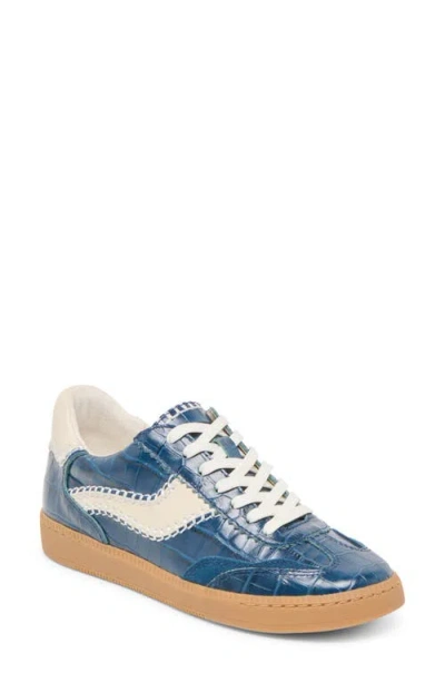 Dolce Vita Notice Stitch Sneakers Ink Croco Embossed Leather In Blue
