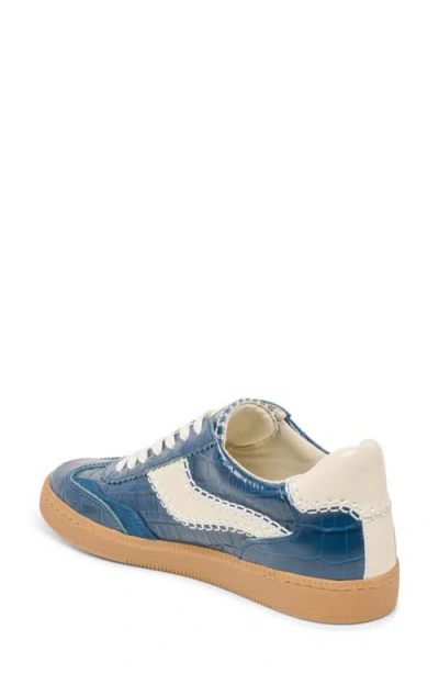 Dolce Vita Notice Stitch Sneakers Ink Croco Embossed Leather In Blue