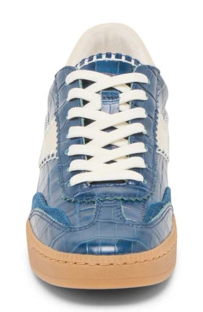 Dolce Vita Notice Stitch Sneakers Ink Croco Embossed Leather In Blue