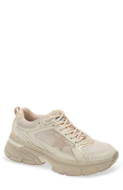 Golden Goose Lightstar Leather And Mesh Sneakers Colour Taupe In Neutral