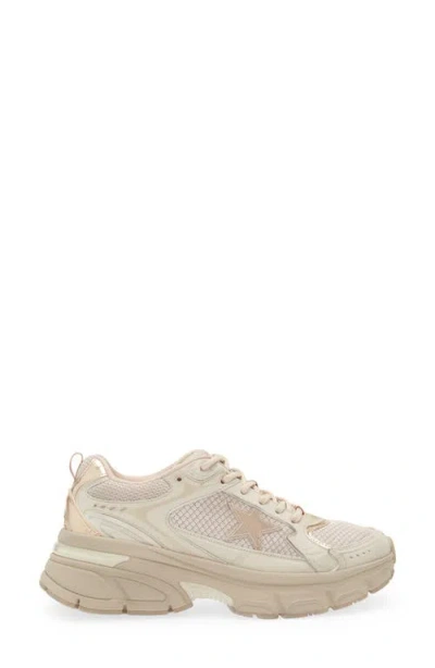 Golden Goose Lightstar Leather And Mesh Sneakers Colour Taupe In Neutral
