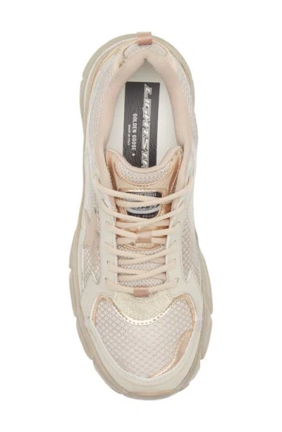 Golden Goose Lightstar Leather And Mesh Sneakers Colour Taupe In Neutral