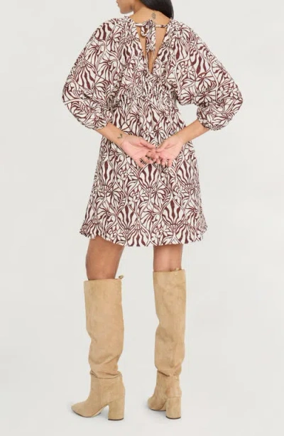 The Good Journey Print Empire Waist Minidress In Gold