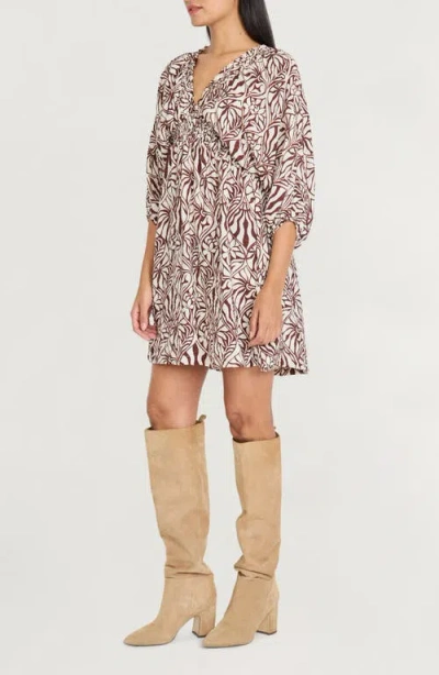 The Good Journey Print Empire Waist Minidress In Gold